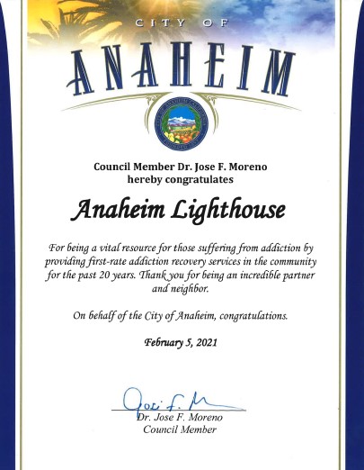 Anaheim City Council Award 2021