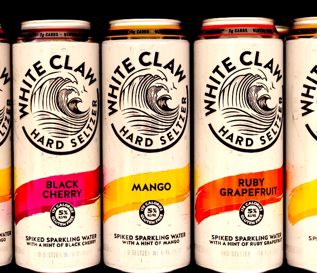 Different flavors of White Claw hard seltzer display