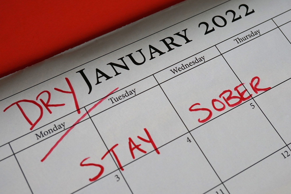A calendar with red stay sober text