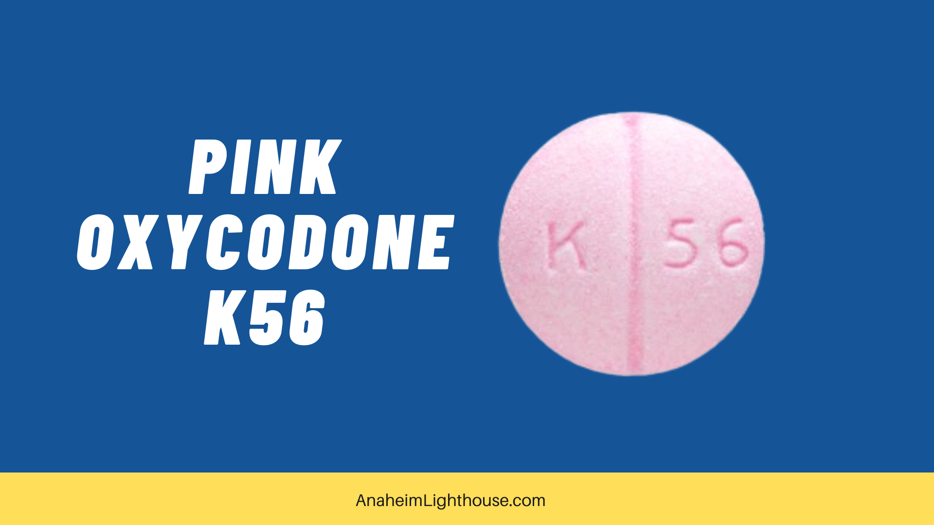 Closeup of pink oxycodone pill with imprint K56