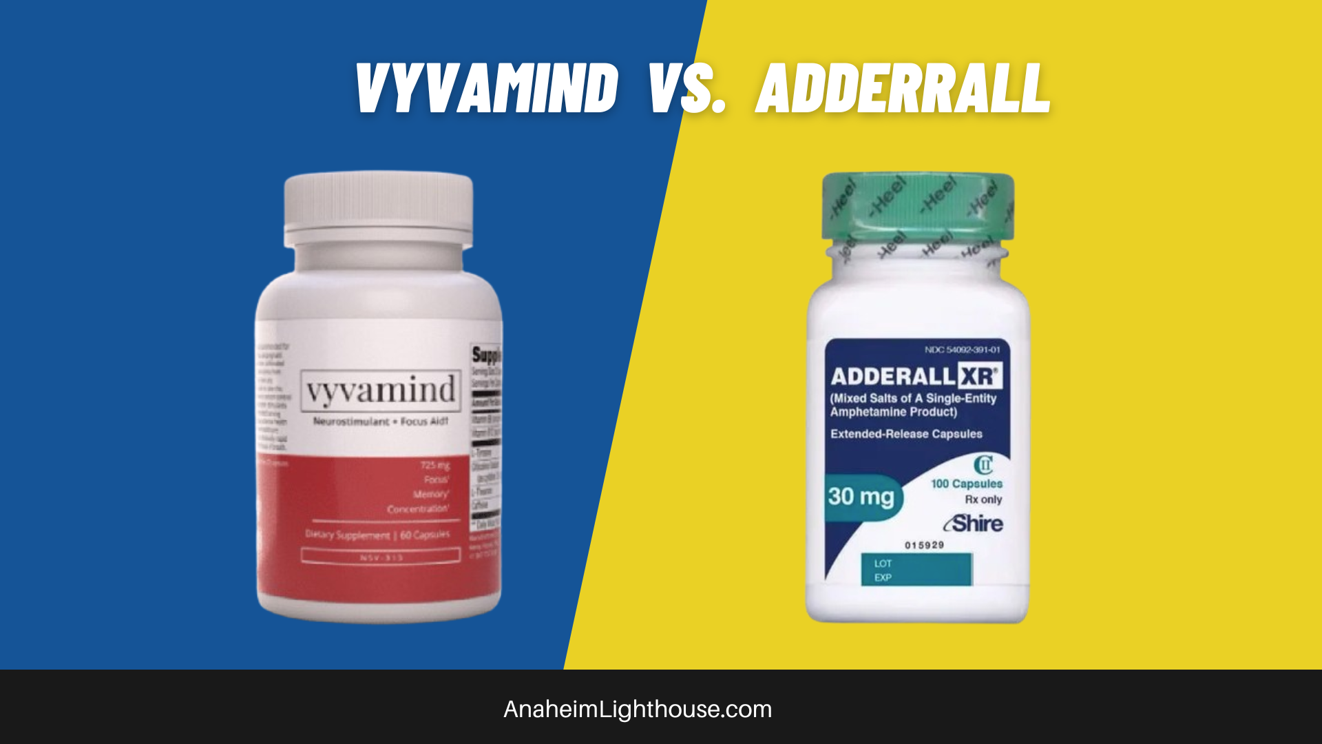 Bottle of Vyvamind and a bottle of Adderall XR